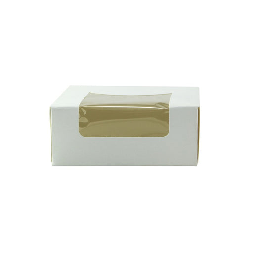 Boîte pâtissière carton blanc avec couvercle attaché à fenêtre 100x100mm H40mm - 420Pcs