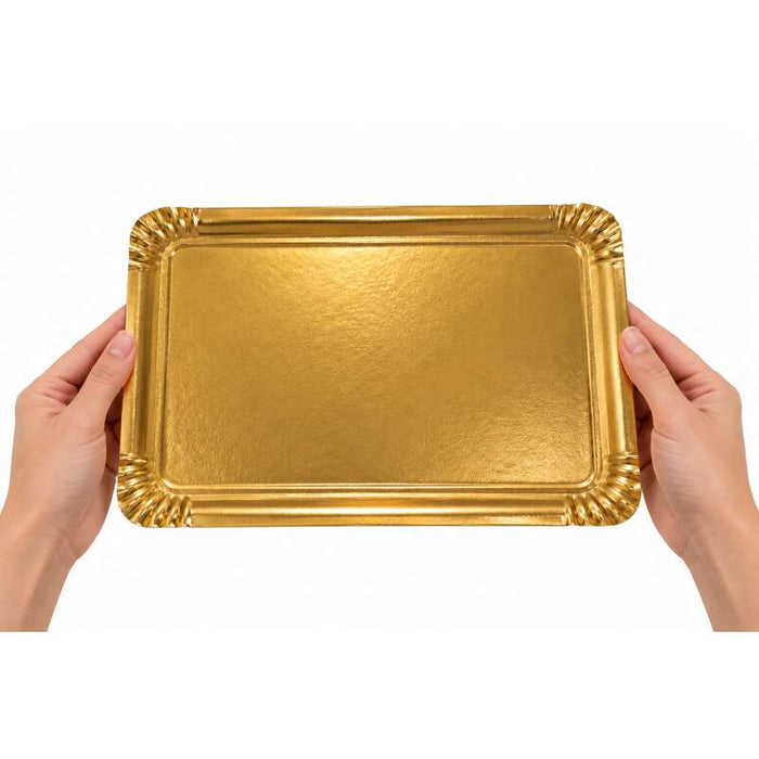 Plateau carton double face blanc intérieur/or extérieur 190x280mm-100Pcs
