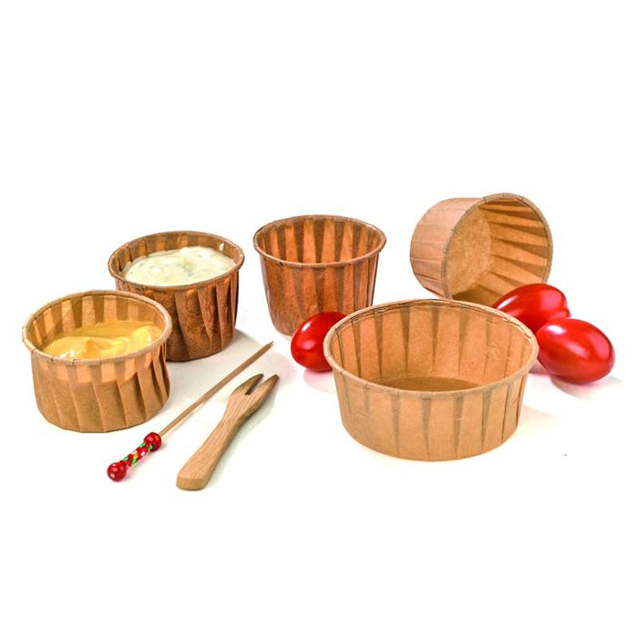 Pot plissé en papier kraft avec boîte distributrice Ø54mm H35mm 60ml - 5000Pcs