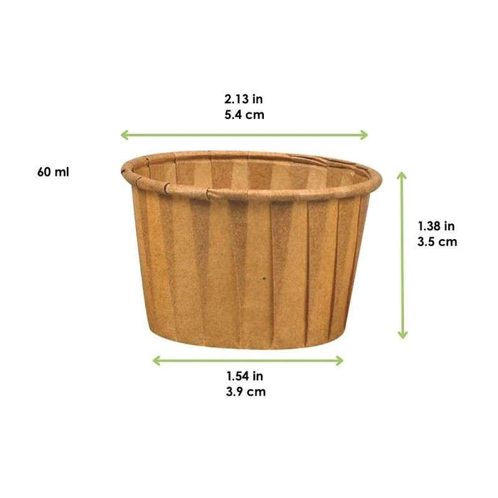 Pot plissé en papier kraft avec boîte distributrice Ø54mm H35mm 60ml - 5000Pcs