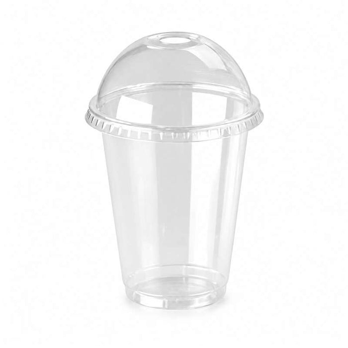 Pot plastique PET transparent avec couvercle dôme et trou   H85mm 200ml - 500Pcs