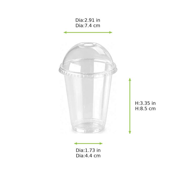 Pot plastique PET transparent avec couvercle dôme et trou   H85mm 200ml - 500Pcs