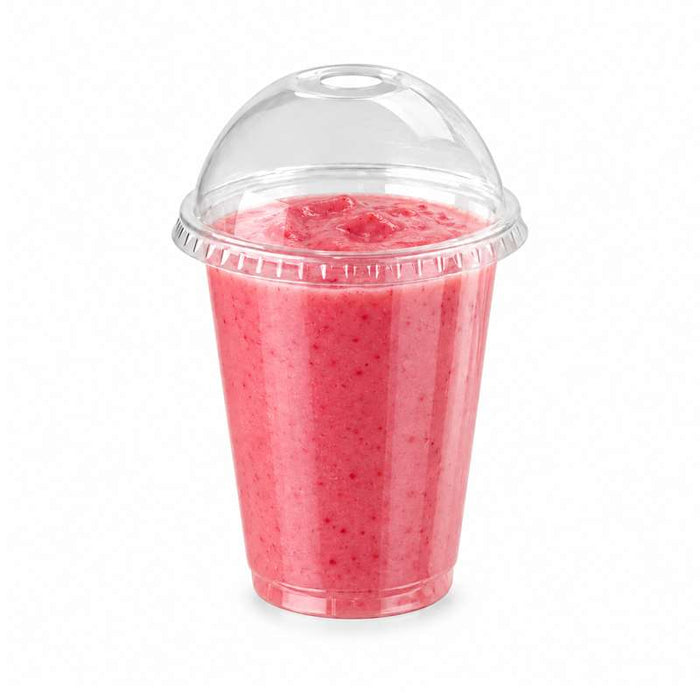 Pot plastique PET transparent avec couvercle dôme et trou   H85mm 200ml - 500Pcs