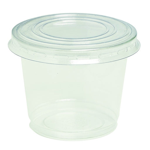 Pot plastique PET transparent avec couvercle dôme et trou   H85mm 200ml - 500Pcs
