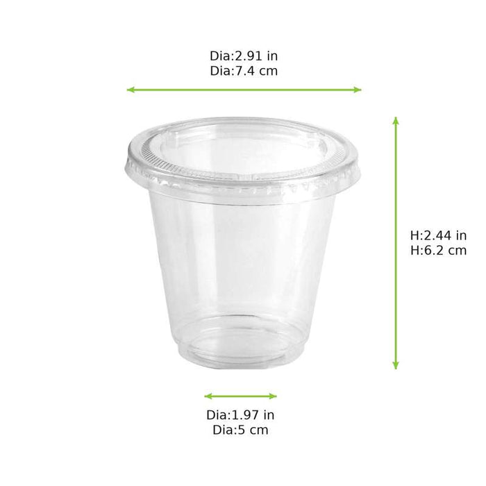 Coupe dessert transparente avec couvercle plat Ø74mm H62mm 165ml - 1200Pcs