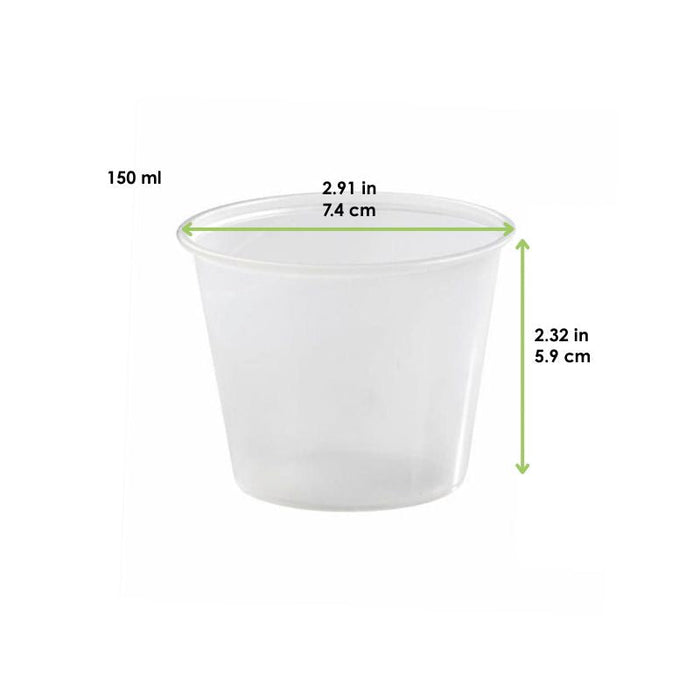 Pot plastique PS translucide rond   H59mm 150ml - 2500Pcs