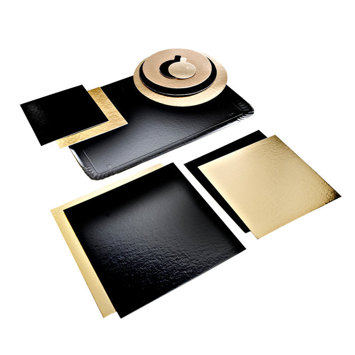 Rond avec languette carton double face or noir-200Pcs