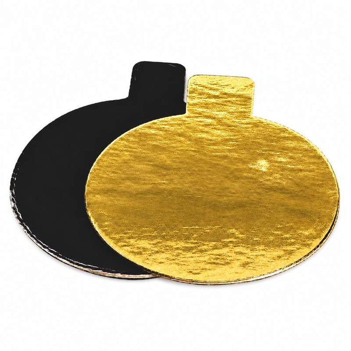 Rond avec languette carton double face or noir-200Pcs