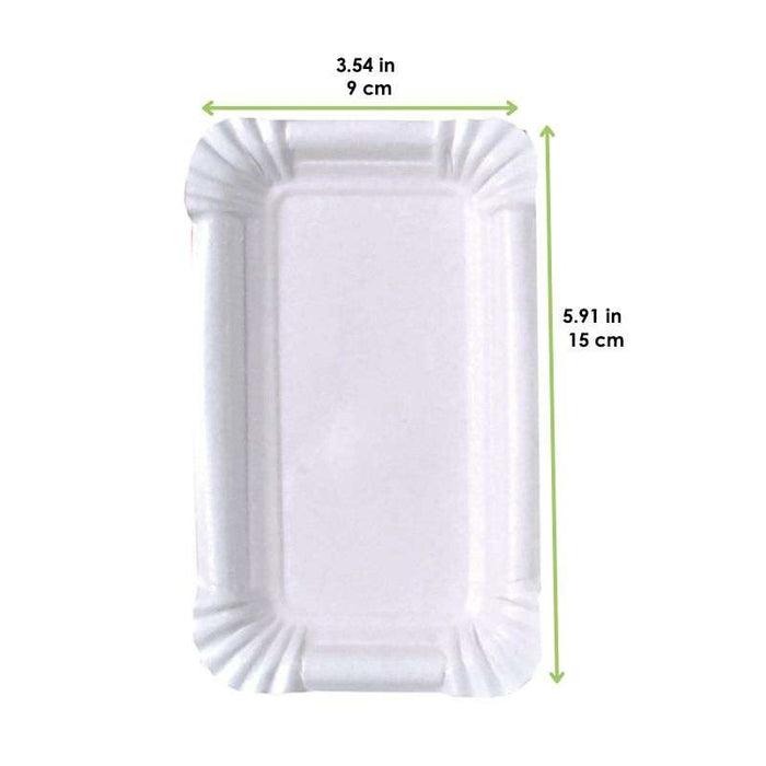 Assiette rectangulaire en carton vierge blanc 150x90mm-3000Pcs