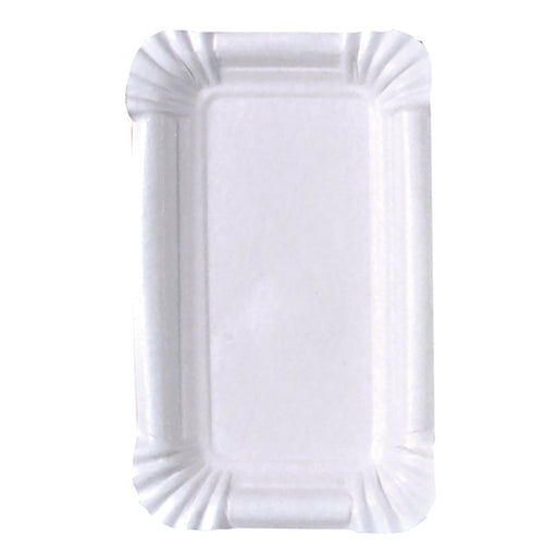 Plato rectangular de cartón blanco 200 gsm 150x90mm - 250Uds