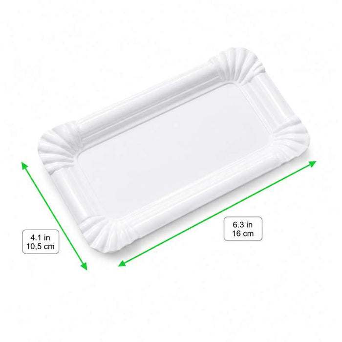 Assiette rectangulaire en carton blanc 160x105mm-2000Pcs