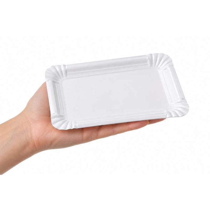 Assiette rectangulaire en carton recyclé blanc  175x110mm-2500Pcs