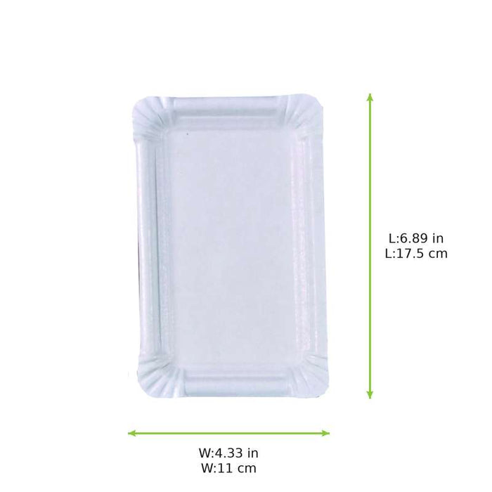 Assiette rectangulaire en carton recyclé blanc  175x110mm-2500Pcs