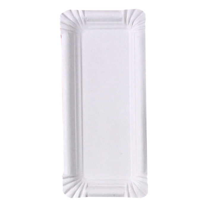 Assiette blanche rectangulaire en carton recyclé 240x110mm - 1500Pcs