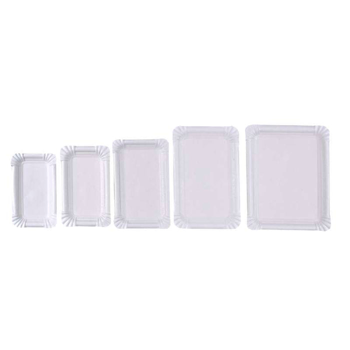 Assiette rectangulaire en carton vierge blanc 225gsm 200x165mm-1000Pcs