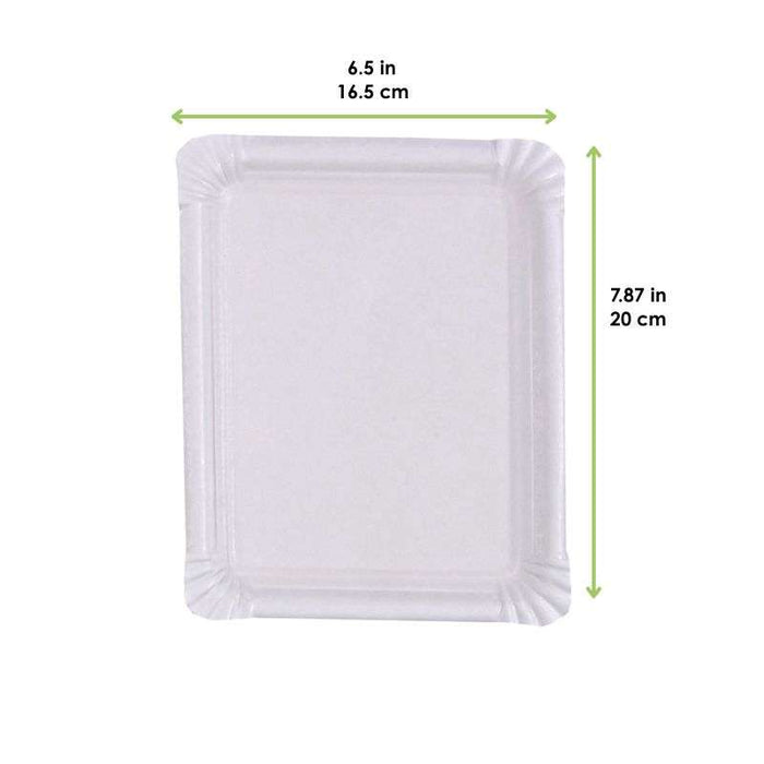 Assiette rectangulaire en carton vierge blanc 225gsm 200x165mm-1000Pcs