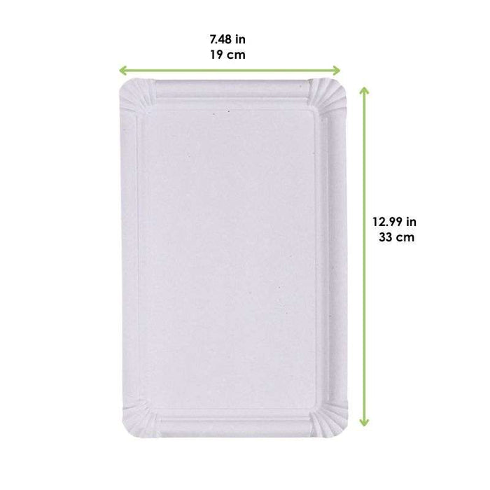 Assiette rectangulaire en carton recyclé blanc  330x190mm-250Pcs