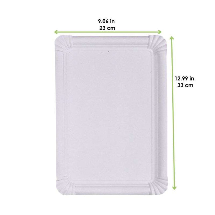 Assiette rectangulaire en carton blanc 330x230mm-250Pcs