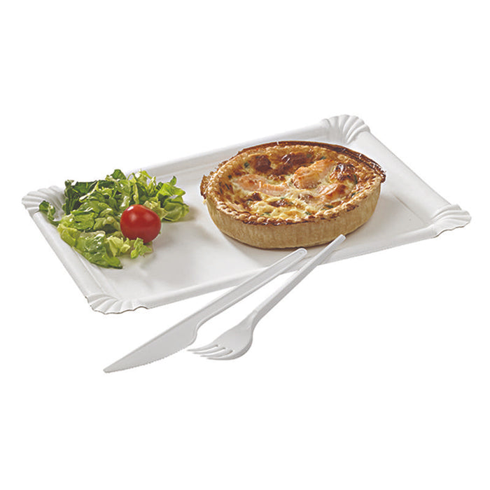 Assiette rectangulaire en carton blanc  110x240mm-1500Pcs