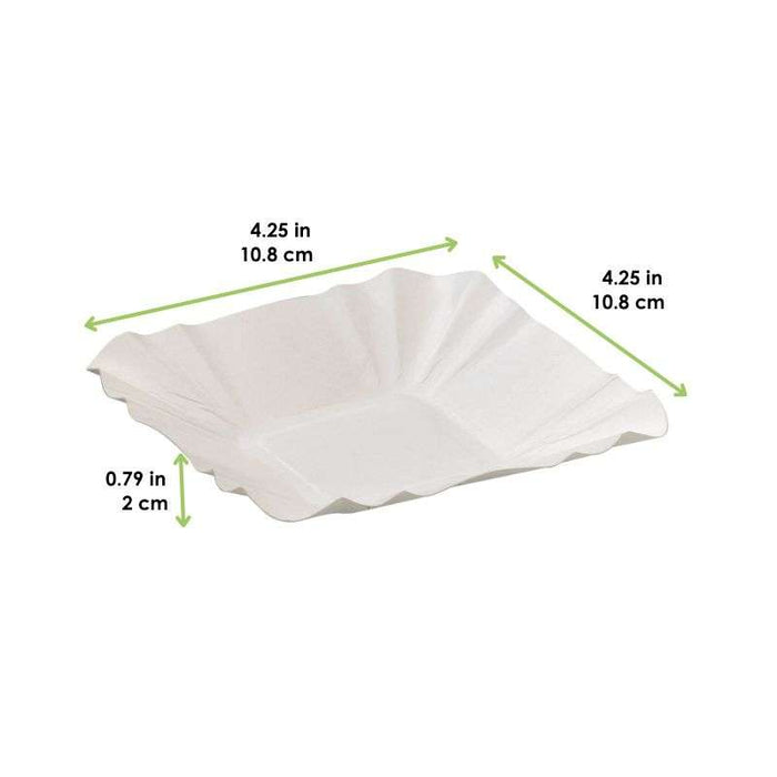 Assiette barque en carton blanc  108x108mm H20mm-2000Pcs