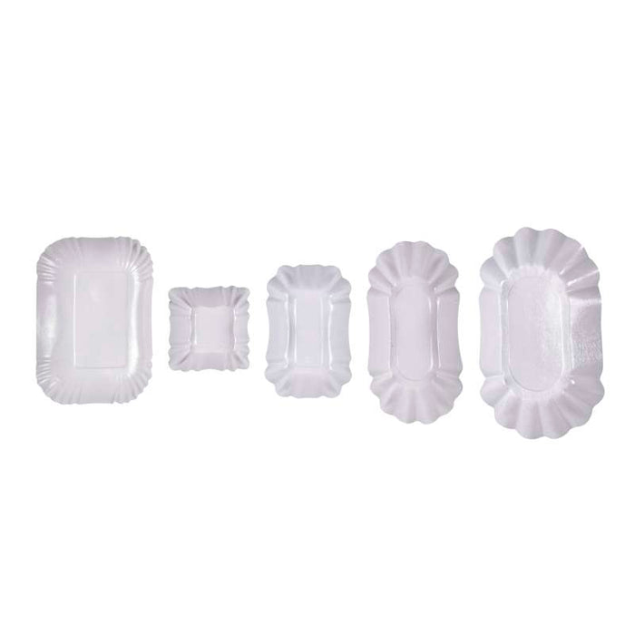 Assiette creuse rectangulaire en carton laminé blanc  140x90mm H30mm-2000Pcs