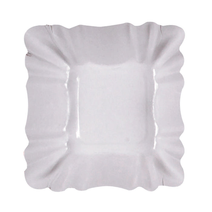 Assiette creuse carrée en carton laminé blanc  90x90mm H30mm-2000Pcs