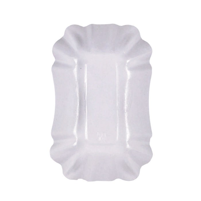 Assiette creuse rectangulaire en carton laminé blanc  140x90mm H30mm-2000Pcs