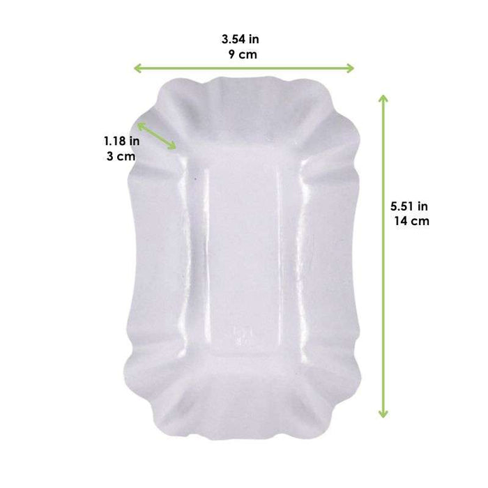 Assiette creuse rectangulaire en carton laminé blanc  140x90mm H30mm-2000Pcs