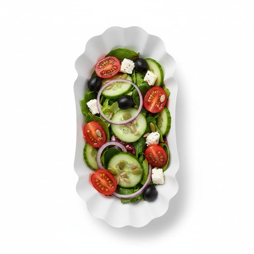Assiette creuse ovale en carton laminé blanc  195x110mm H32mm-1000Pcs