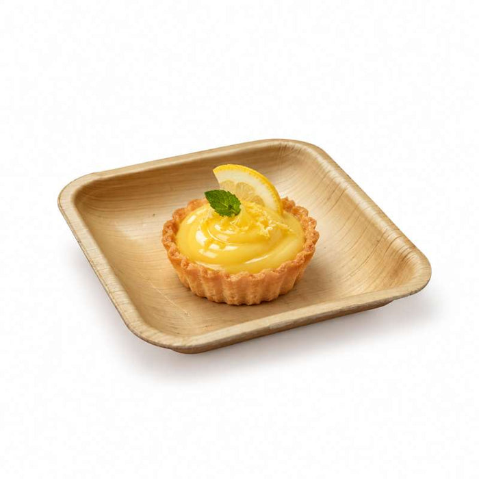 Assiette carrée en feuille de palmier 110x110mm H22mm - 100Pcs