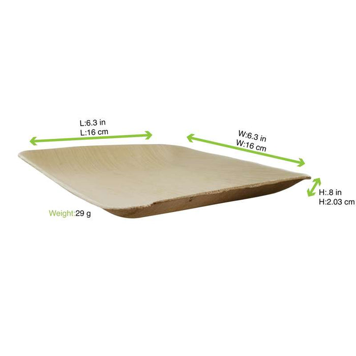 Assiette carrée en palmier  160x160mm H20mm-100Pcs