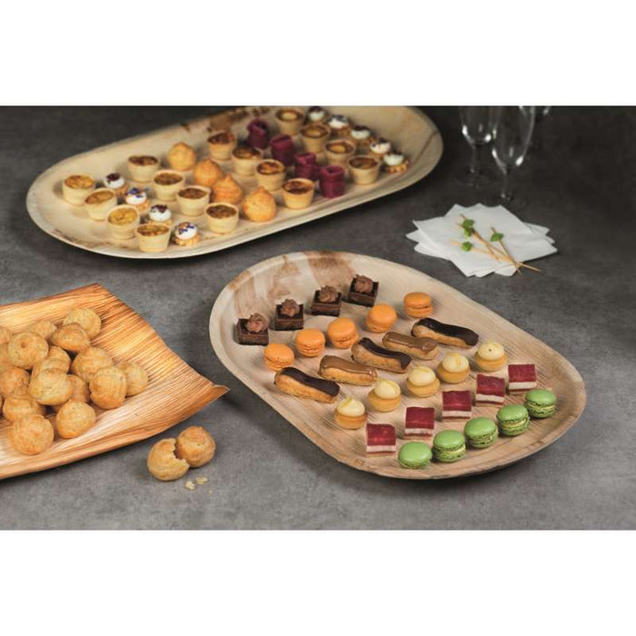 Plateau ovale en palmier  360x240mm H25mm-50Pcs