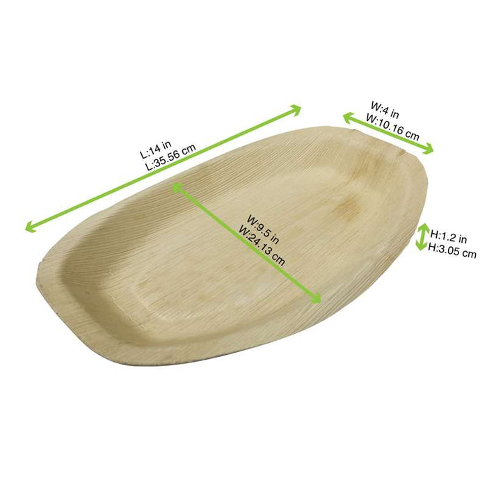 Plateau ovale en palmier  360x240mm H25mm-50Pcs