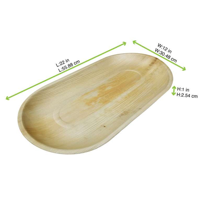 Plateau ovale en palmier  555x300mm H25mm-50Pcs