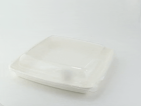 Saladier carré blanc en pulpe  235x235mm H28mm 1000ml-200Pcs