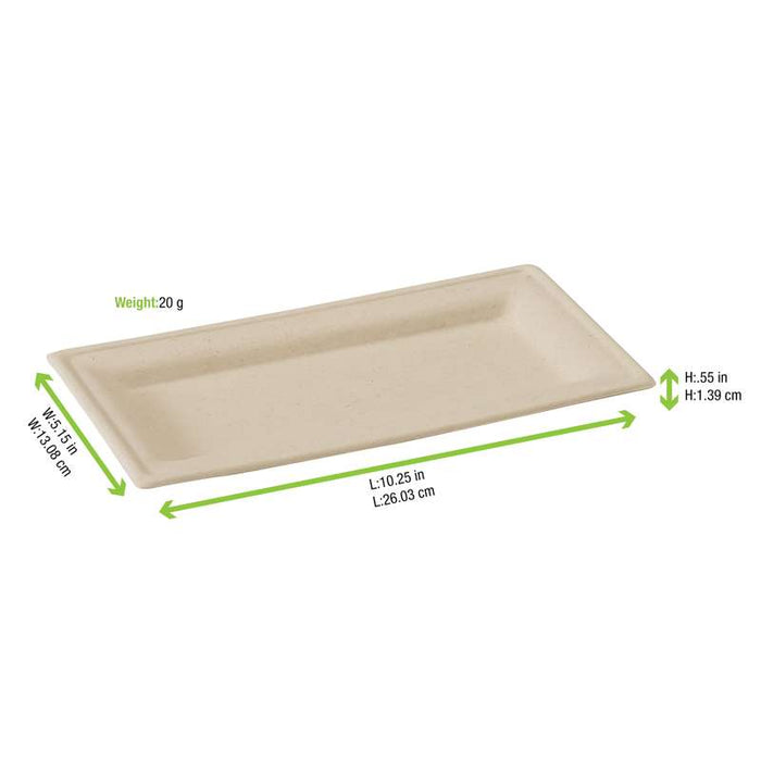 Assiette rectangulaire en pulpe brune 260x130mm - 500Pcs