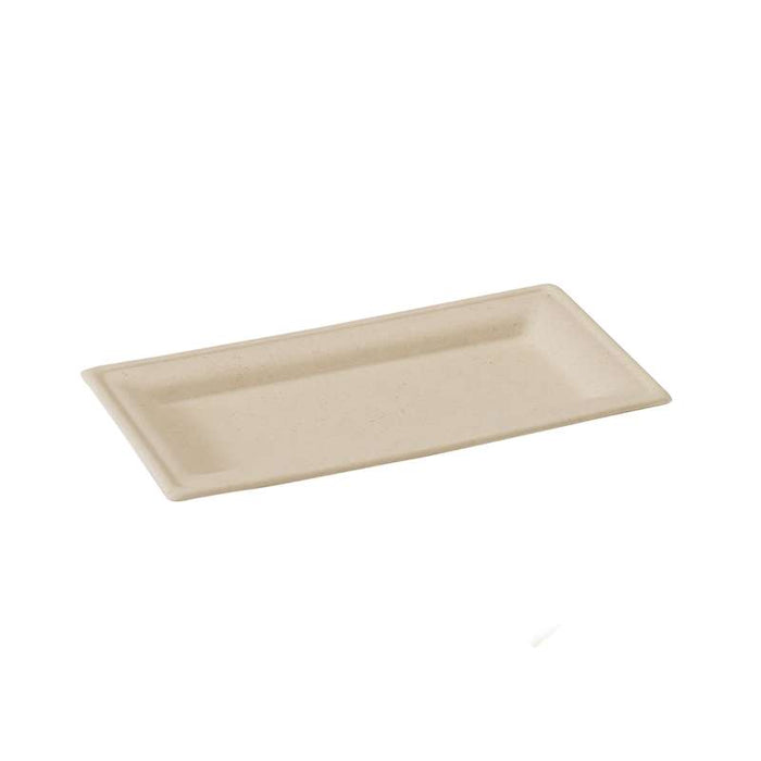 Assiette rectangulaire brune en pulpe  260x130mm-500Pcs