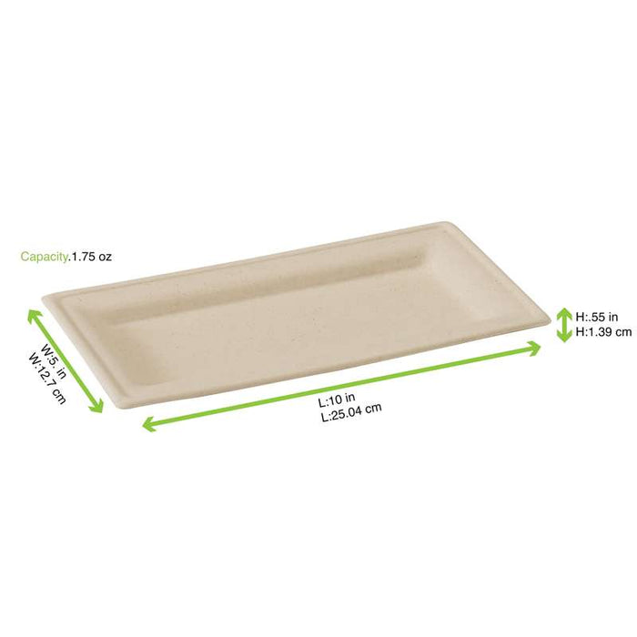 Assiette rectangulaire brune en pulpe  260x130mm-500Pcs