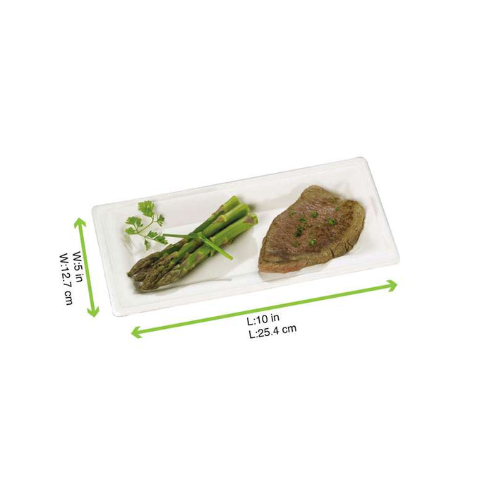Assiette en pulpe rectangulaire blanche 260x130mm - 500Pcs