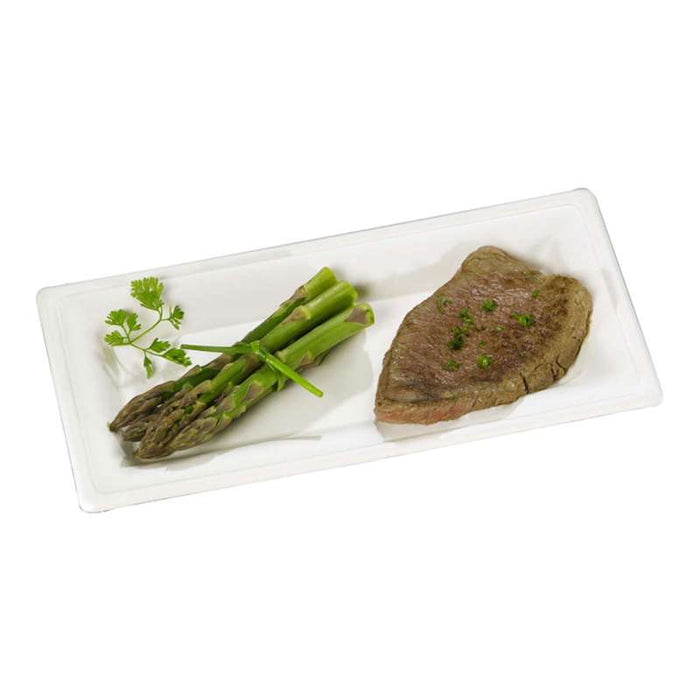 Assiette en pulpe rectangulaire blanche 260x130mm - 500Pcs