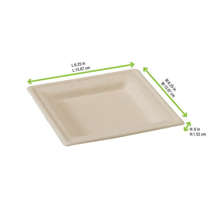 Assiette en pulpe brune carrée 160x160mm - 500Pcs