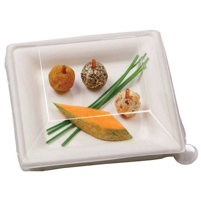 Assiette carrée blanche en pulpe  160x160mm-500Pcs