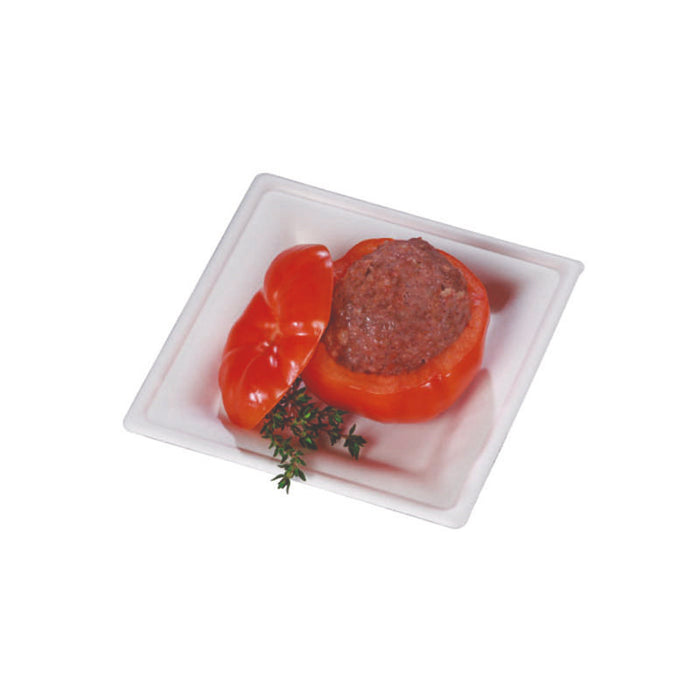 Assiette carrée blanche en pulpe  160x160mm-500Pcs