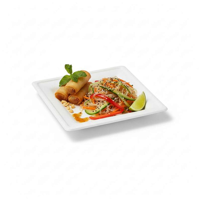 Assiette carrée blanche en pulpe  160x160mm-500Pcs