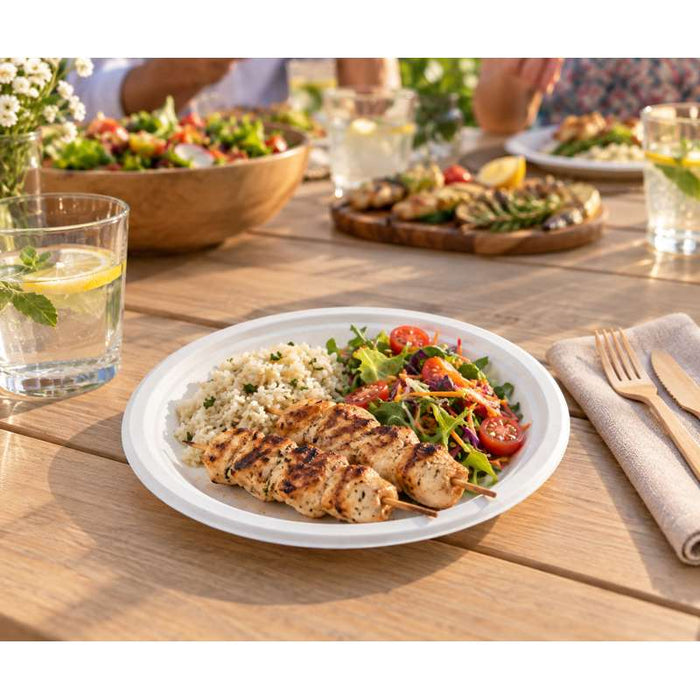 Assiette en pulpe ronde blanche Ø180mm - 1000Pcs