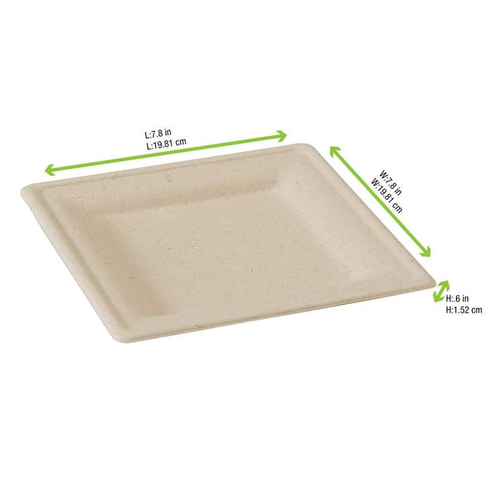 Assiette carrée brune en pulpe 200x200mm-500Pcs