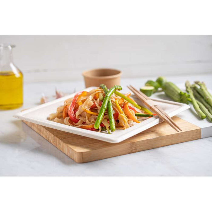 Assiette carrée brune en pulpe 200x200mm-500Pcs