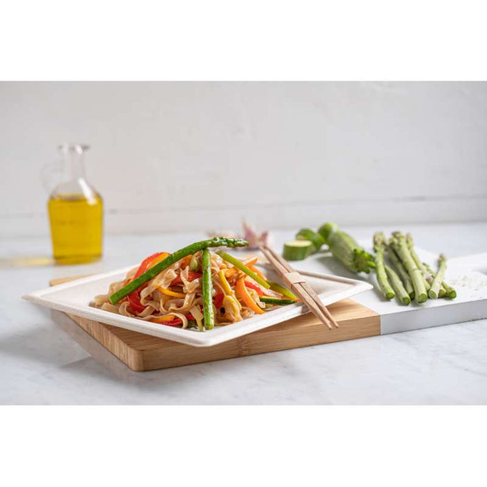 Assiette carrée brune en pulpe 200x200mm-500Pcs