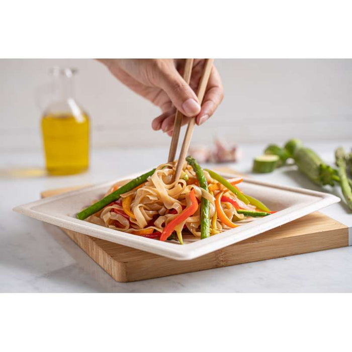 Assiette carrée brune en pulpe 200x200mm-500Pcs