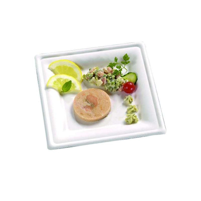 Assiette carrée en pulpe blanche 205x205mm - 500Pcs